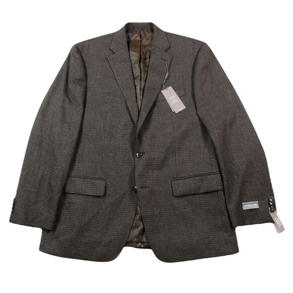 Michael Kors Check Sport Coat Mens 42R Brown Classic-Fit Stretch‎ $295